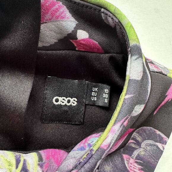 ASOS Floral Scuba Mock Neck Crop Top Size 6 - Picture 12 of 12
